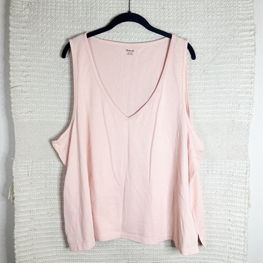 MADEWELL light pink Tomboy v-neck tank top 3X NEW